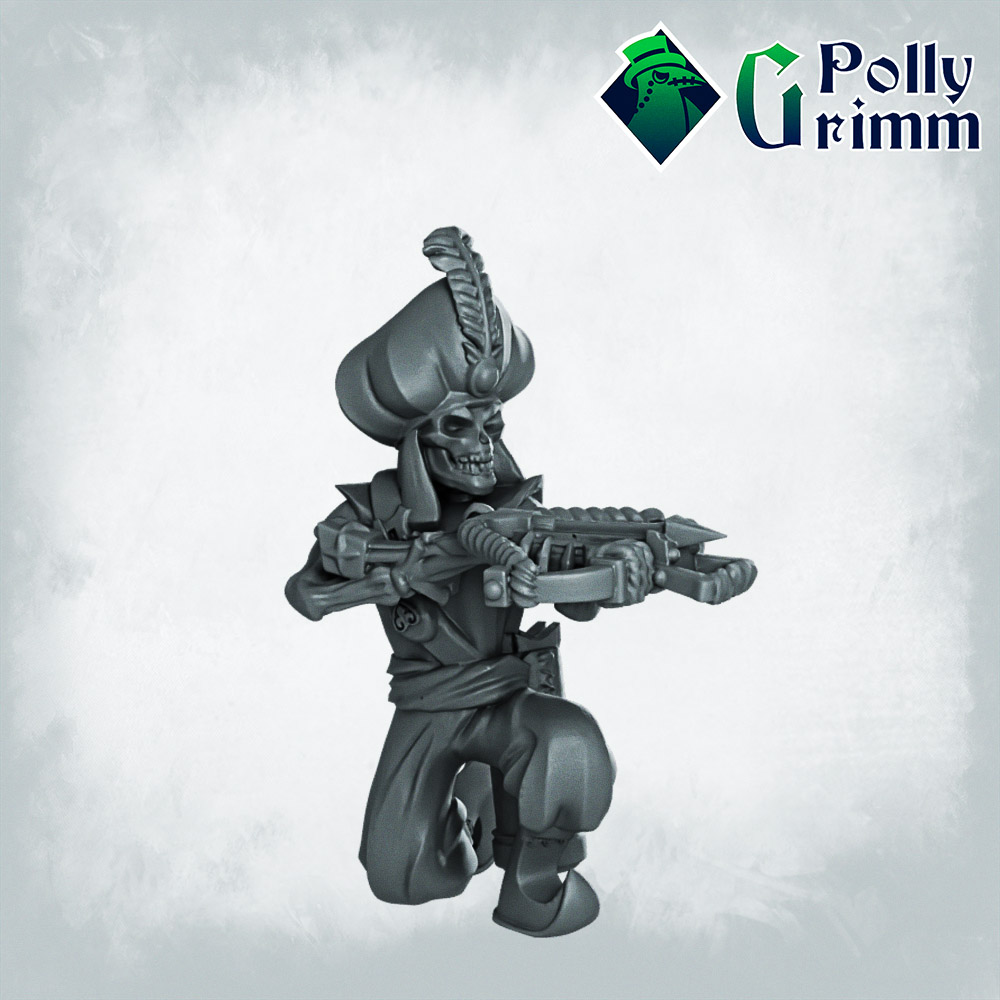 Fantasy and historic miniatures for tabletop games. Arabian Nightmare. Skeleton army. Soldier with crossbow